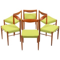 Set of Six Teak Dining Chairs by Henry W. Klein for Bramin, New Upholstery