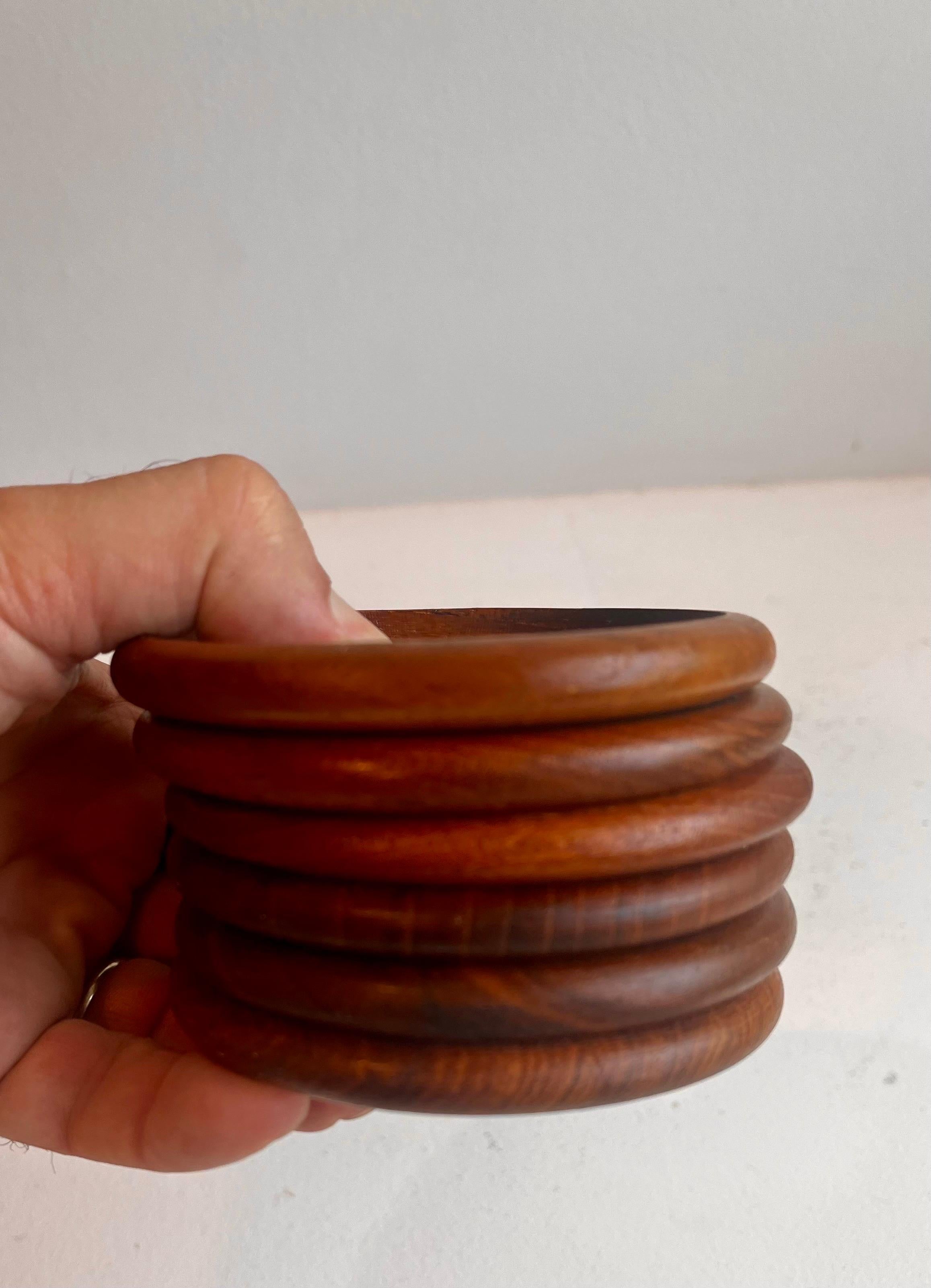 Set di sei sottobicchieri in teak, anni '60 in vendita 5