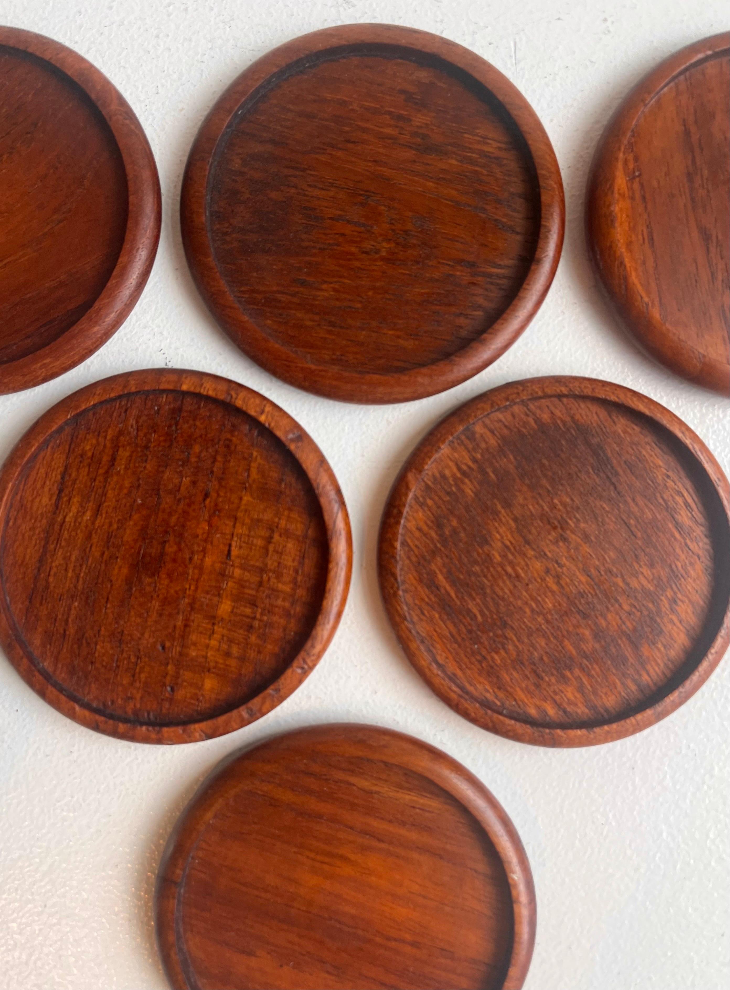 Set di sei sottobicchieri in teak, anni '60 in vendita 1