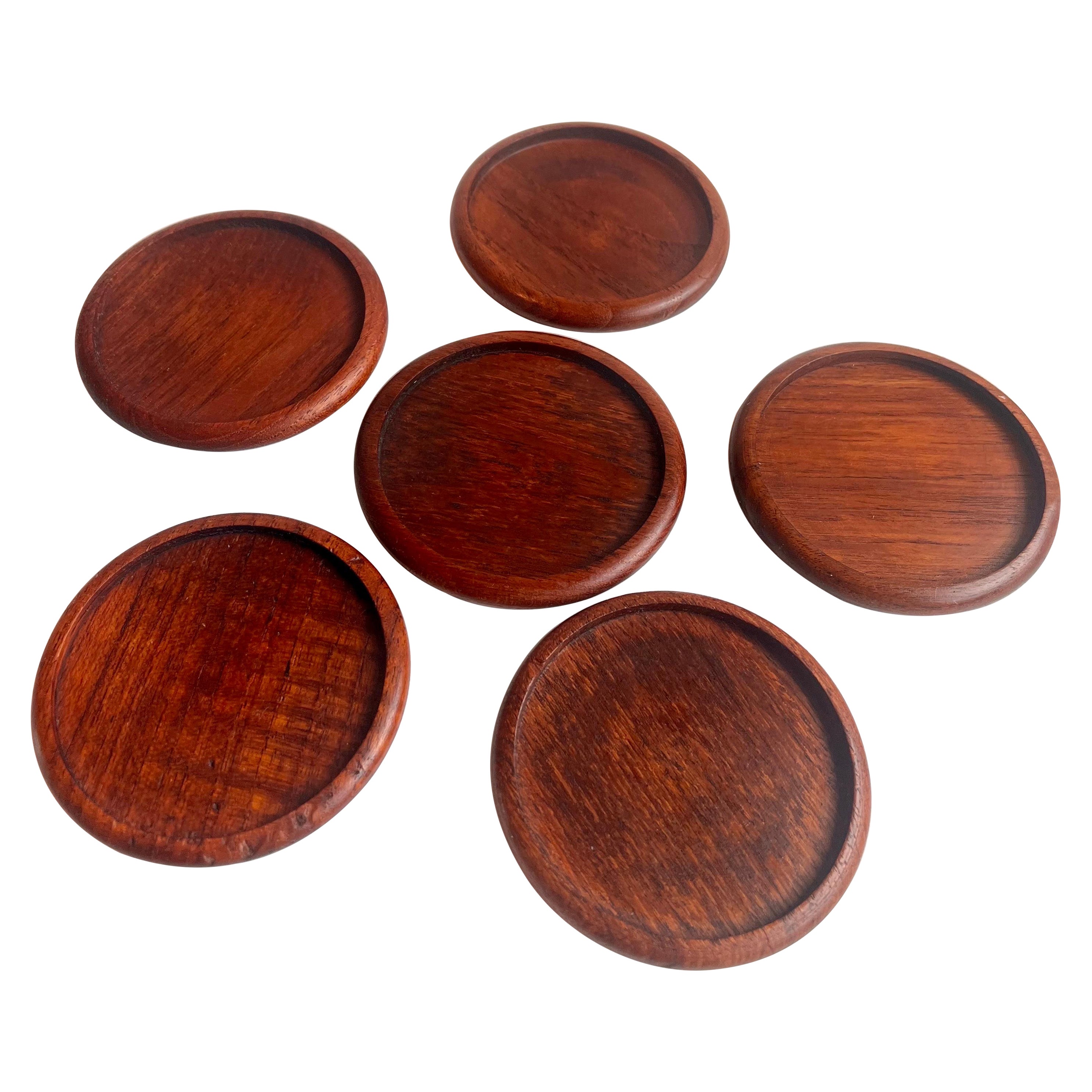 Set di sei sottobicchieri in teak, anni '60 in vendita