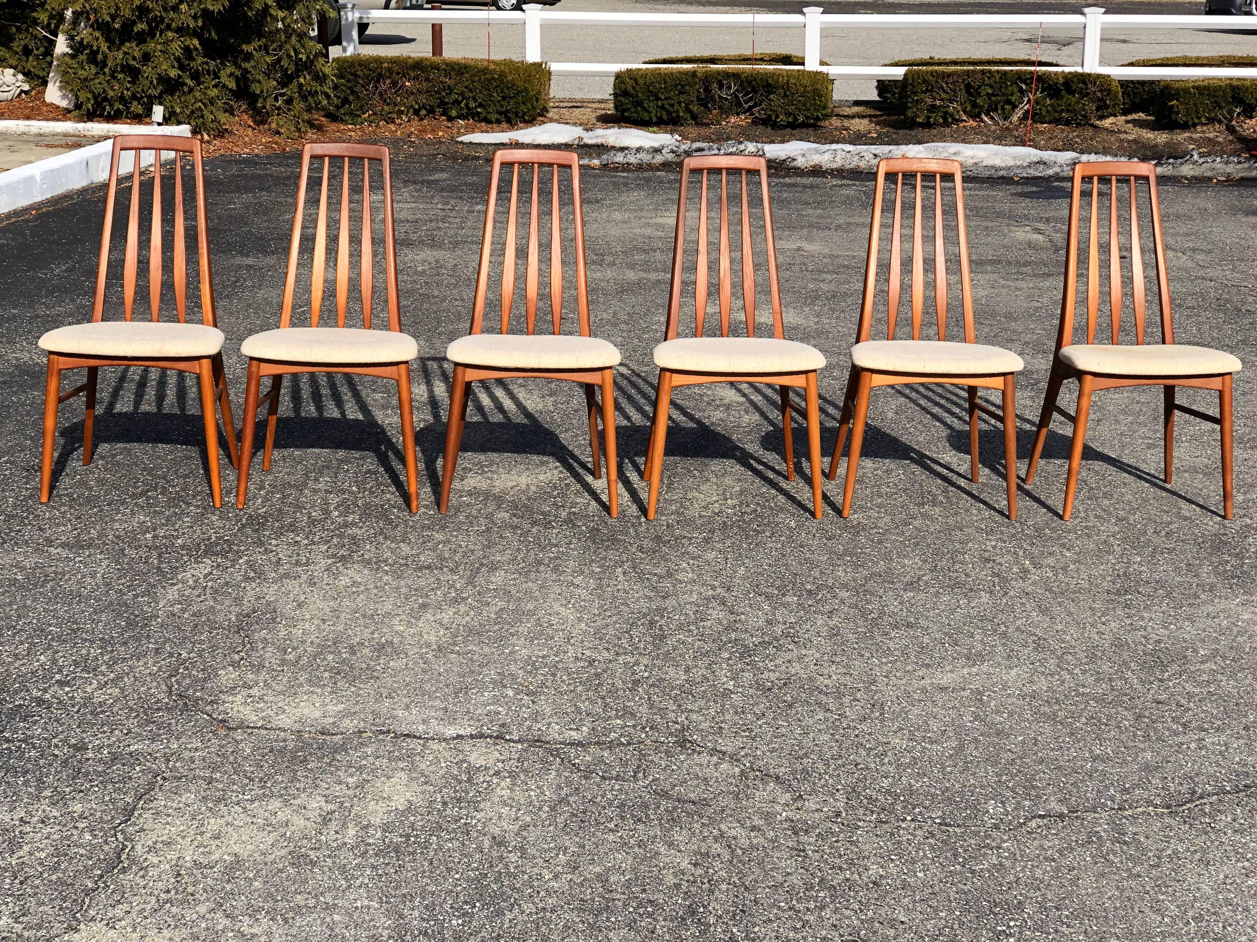 Danish Set of Six Teak “Eva” Chair by Niels Koefoed for Hornslet Mobelfabrik in Teak