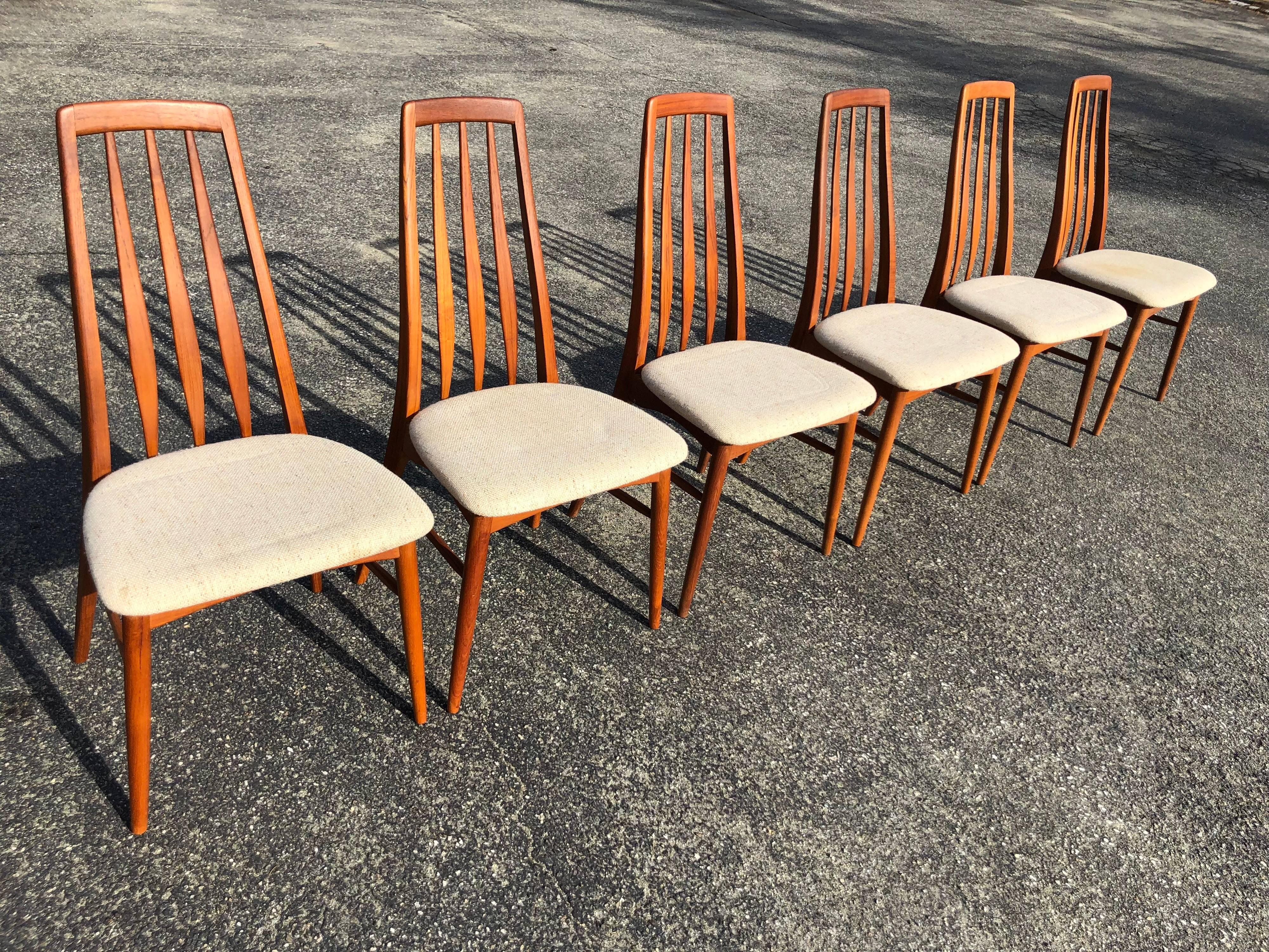 Set of Six Teak “Eva” Chair by Niels Koefoed for Hornslet Mobelfabrik in Teak In Excellent Condition In Redding, CT