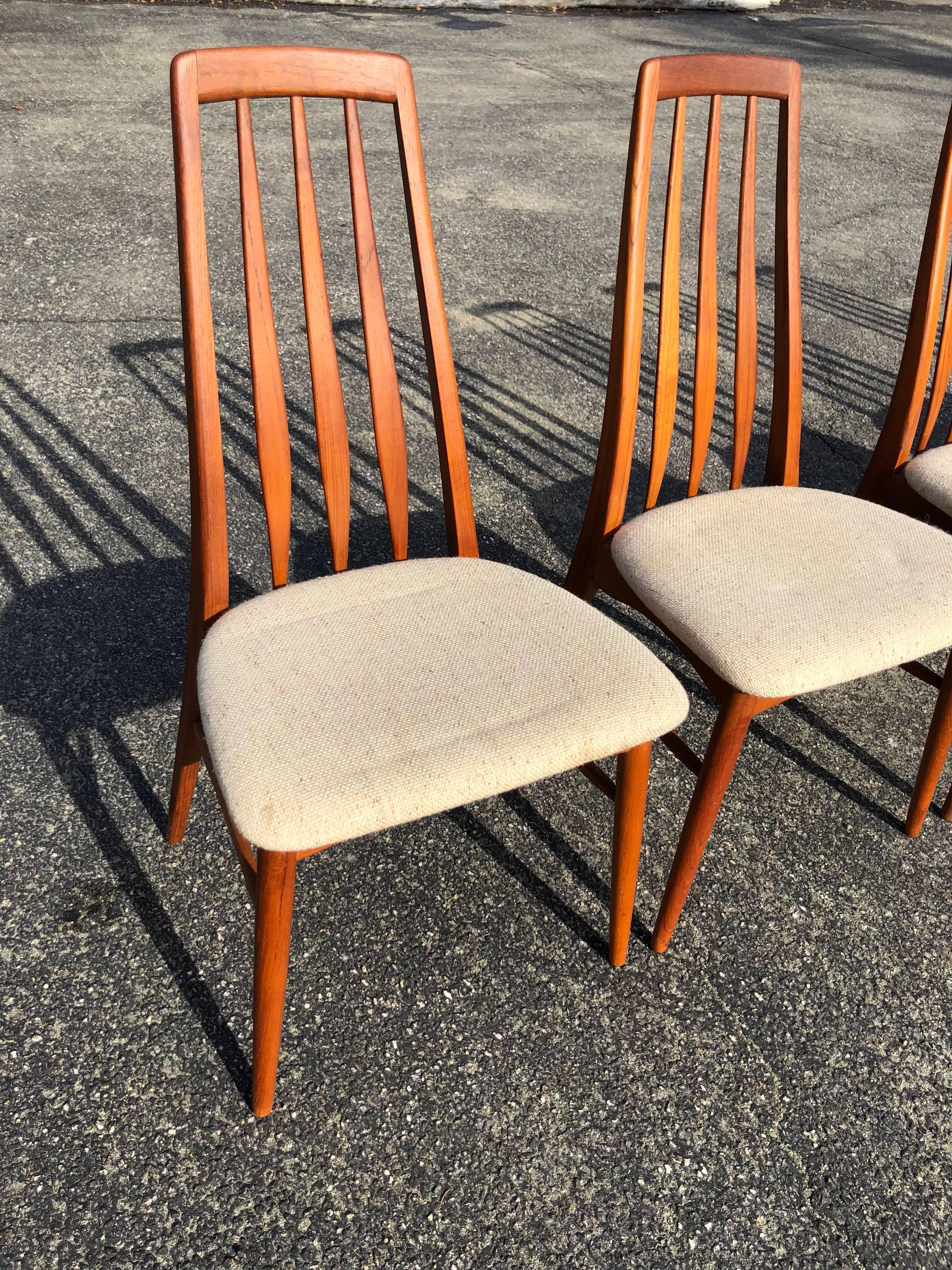Set of Six Teak “Eva” Chair by Niels Koefoed for Hornslet Mobelfabrik in Teak 1