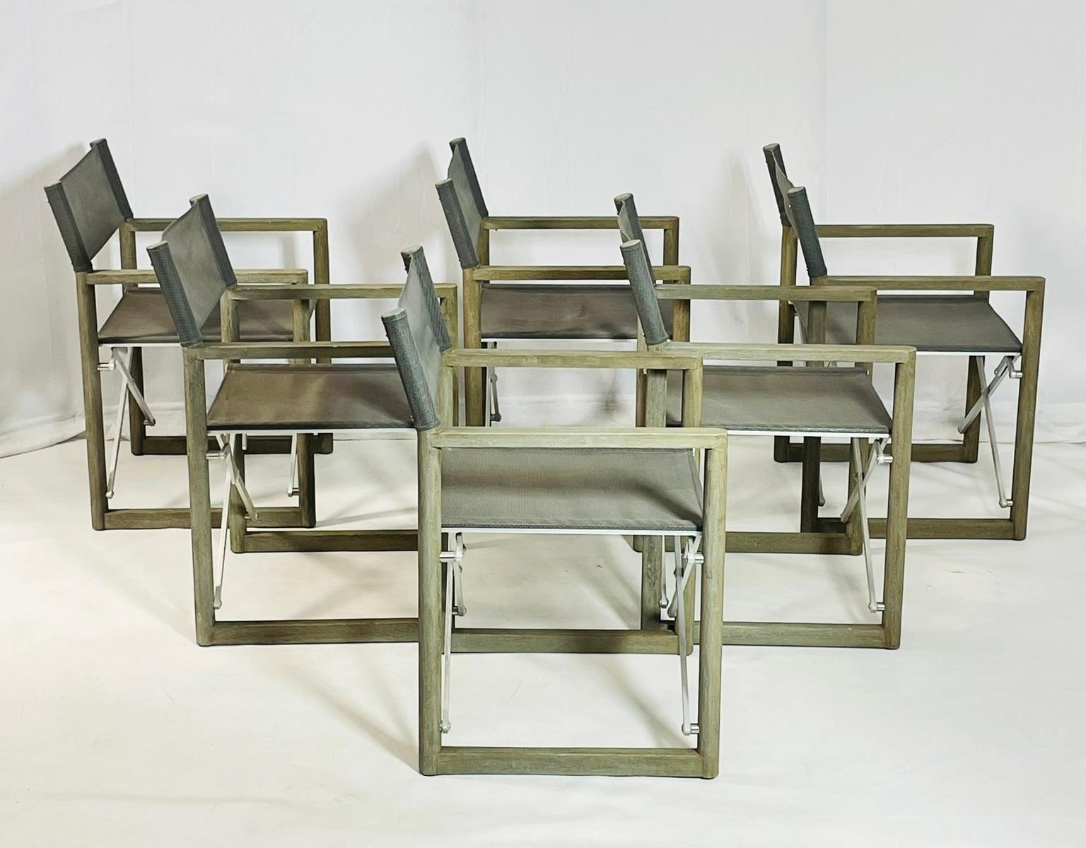 Asiatico Set di sei sedie pieghevoli in teak di The Condos Brothers per Restoration Hardware in vendita