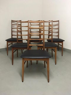 Set of Six Teak Ladder Dining Chair by Niels Koefoed, Denmark, circa 1960