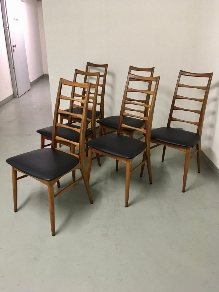 Danish Set of Six Teak Ladder Dining Chair by Niels Koefoed, Denmark, circa 1960 For Sale