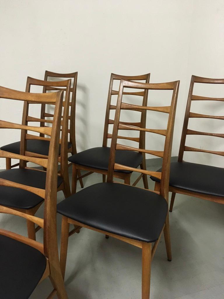 Set of Six Teak Ladder Dining Chair by Niels Koefoed, Denmark, circa 1960 In Good Condition For Sale In Geneva, CH