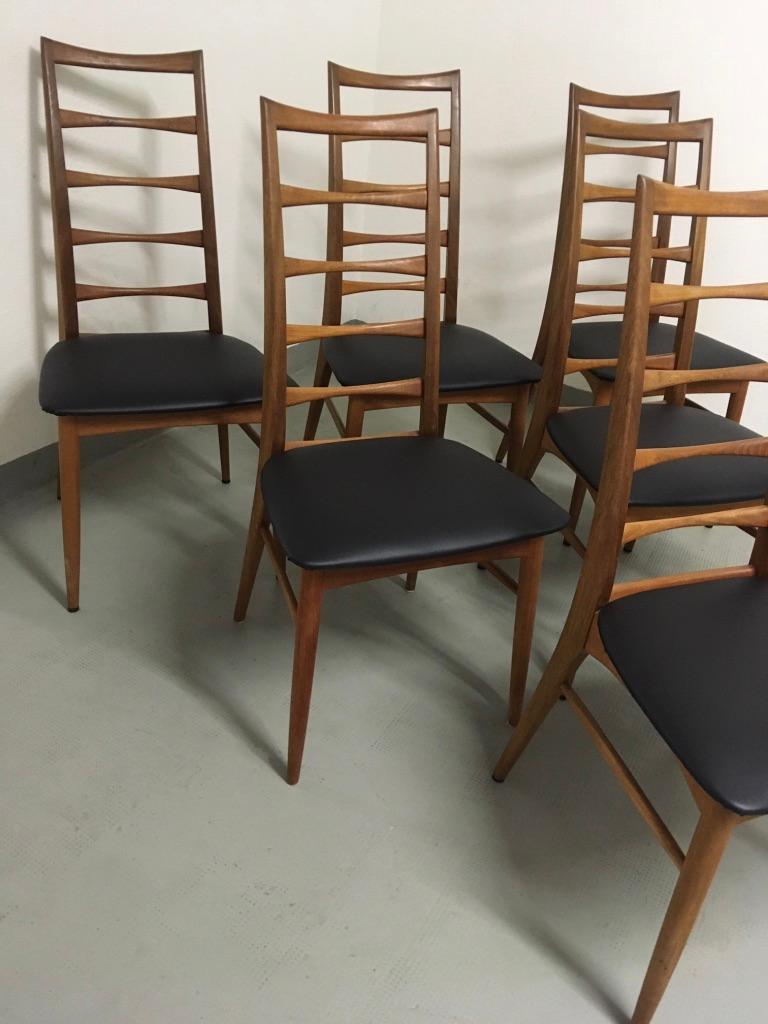 Set of Six Teak Ladder Dining Chair by Niels Koefoed, Denmark, circa 1960 For Sale 1