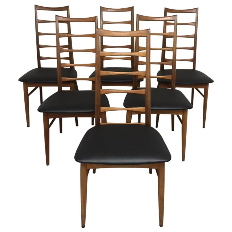 Set of Six Teak Ladder Dining Chair by Niels Koefoed, Denmark, circa 1960