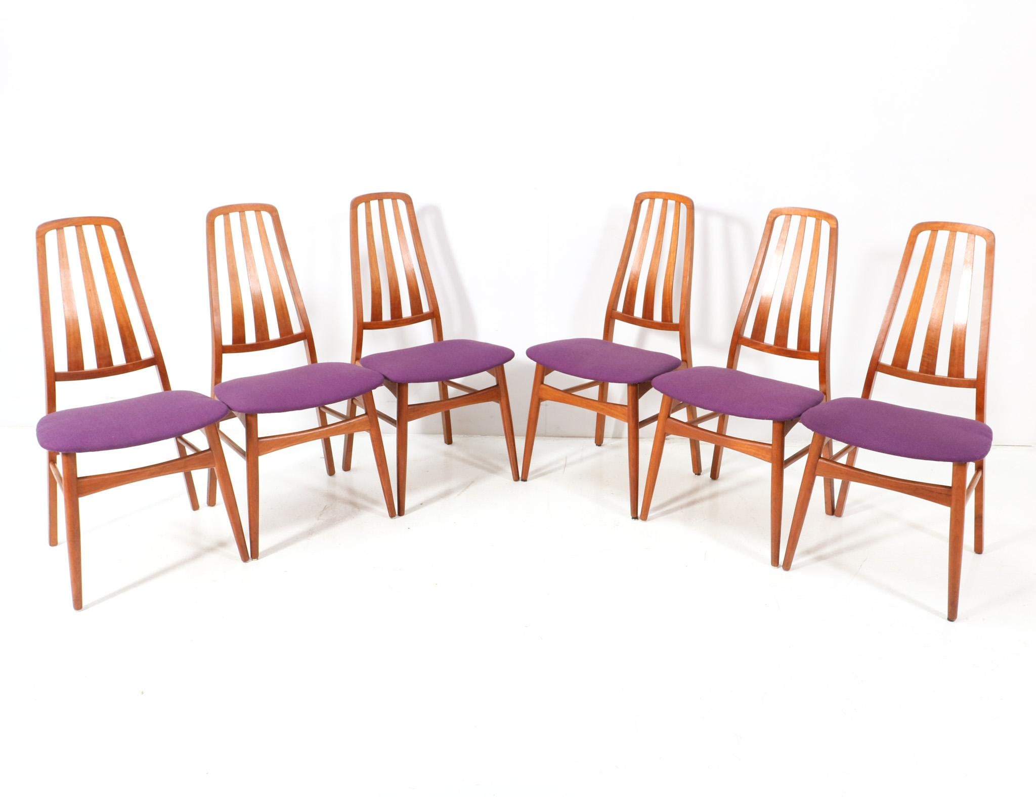 Danish Set of Six Teak Mid-Century Modern Dining Room Chairs, 1960s For Sale