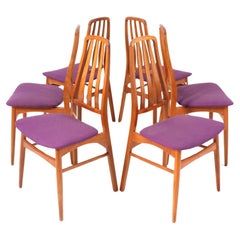 Ensemble de six chaises de salle à manger en teck de style mi-siècle moderne, années 1960