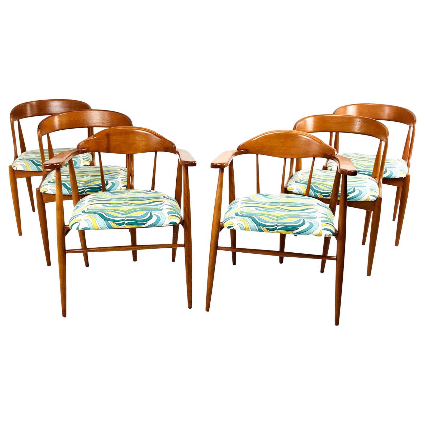 Set of Six Teak Midcentury Dining Chairs