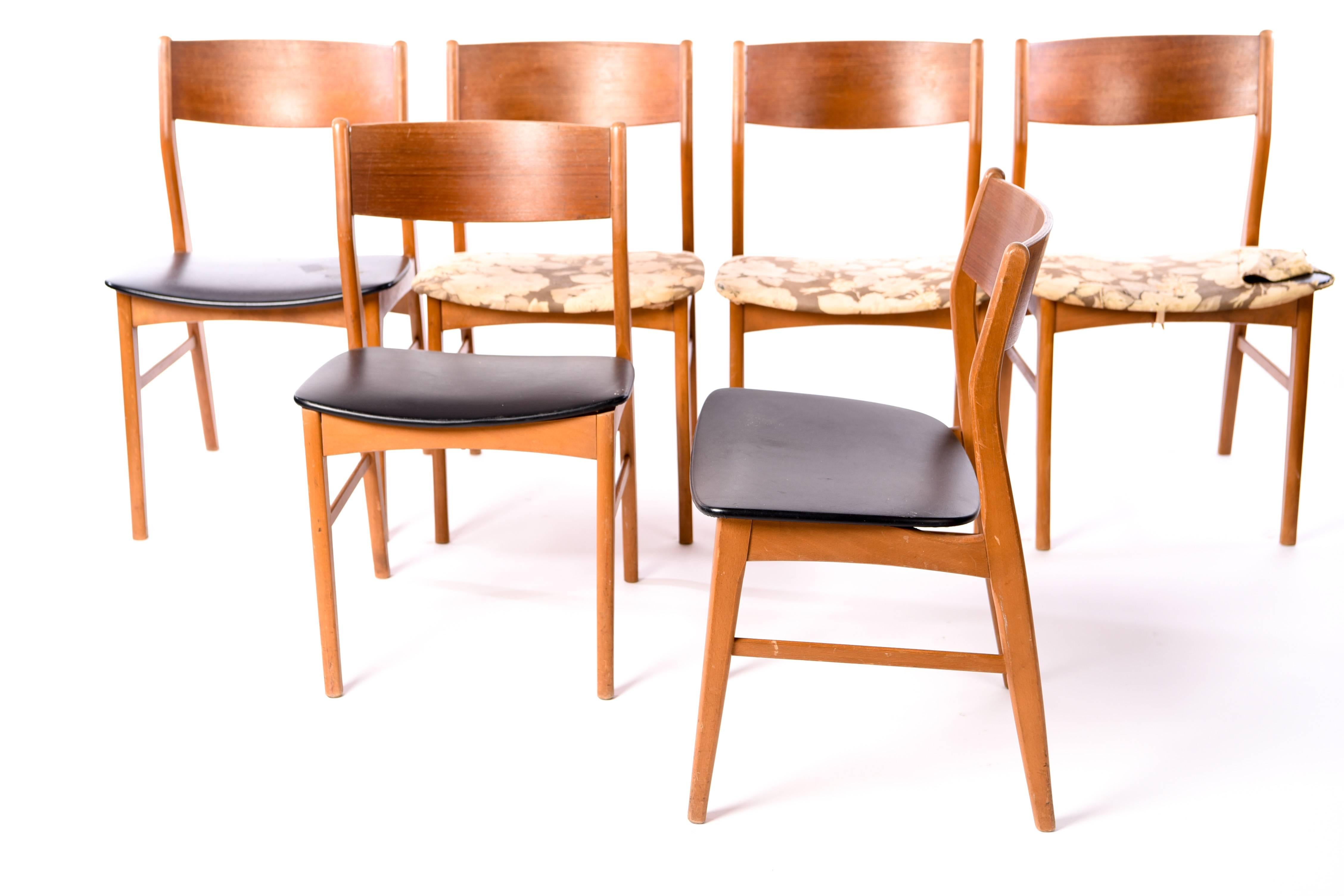 Mid-Century Modern Set of Six Teak Sorø Stolefabrik Side Chairs