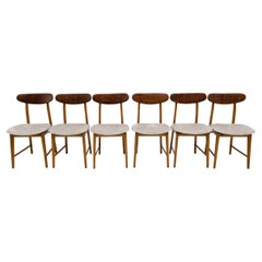 Set of Six Teak Wood and Bouclè Fabric Dining Chairs, Denmark, 1960s