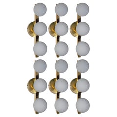 Set di sei applique Terzetto con vetro bianco smerigliato di Murano. Italia, anni '70.