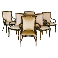 Set of Six Tesselleted Horn Chairs in the Manner of Karl Springer, 1970s