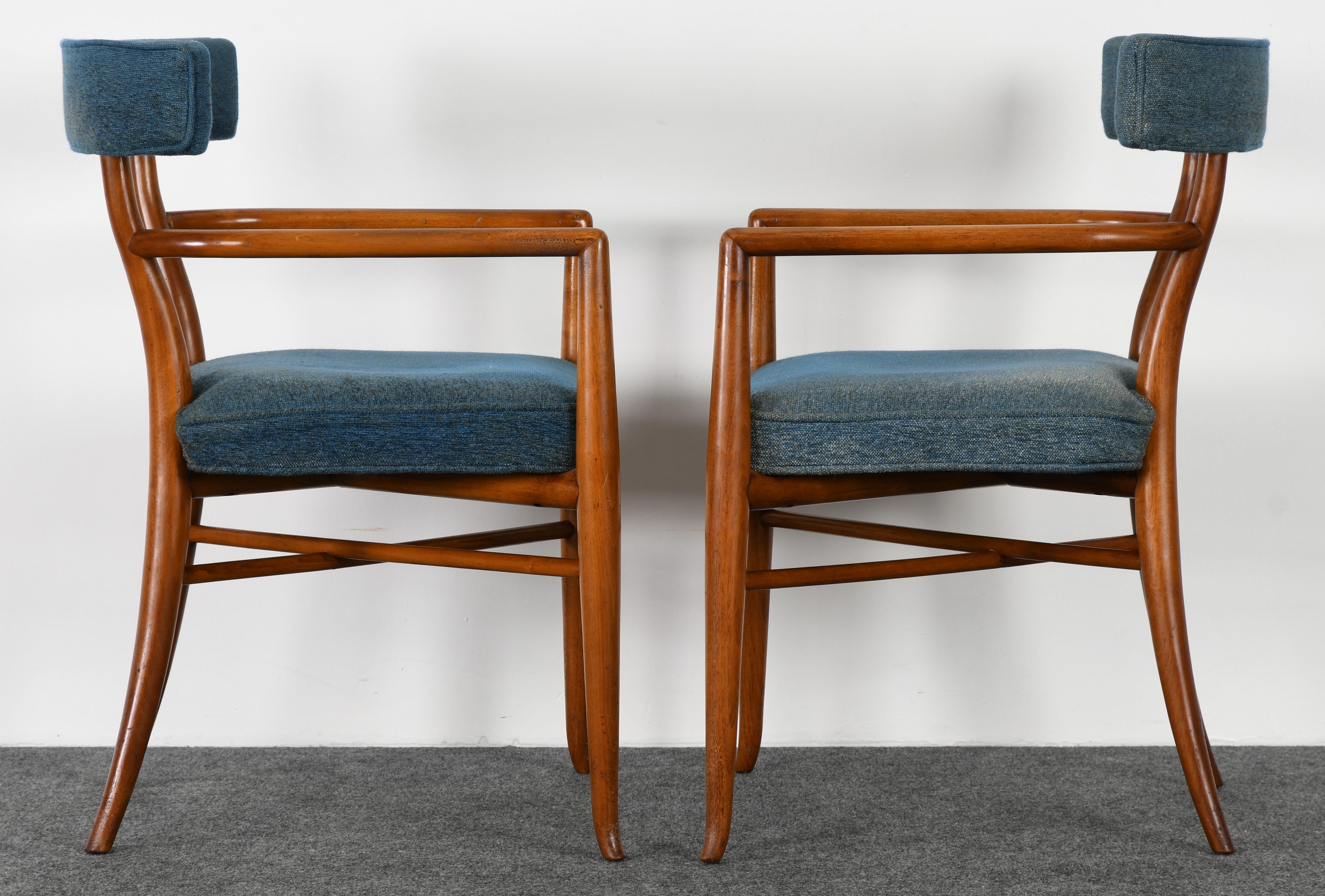 Set of Six T.H. Robsjohn-Gibbings Klismos Dining Chairs, 1950s 3