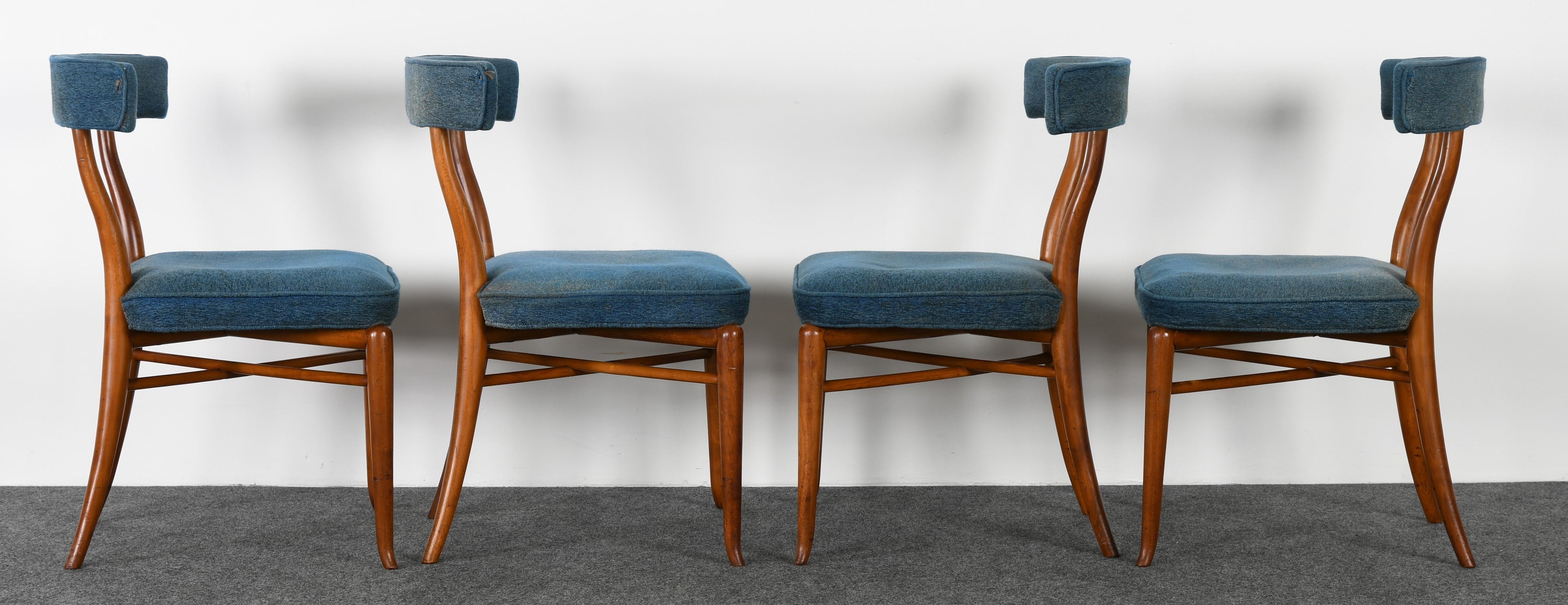 American Set of Six T.H. Robsjohn-Gibbings Klismos Dining Chairs, 1950s