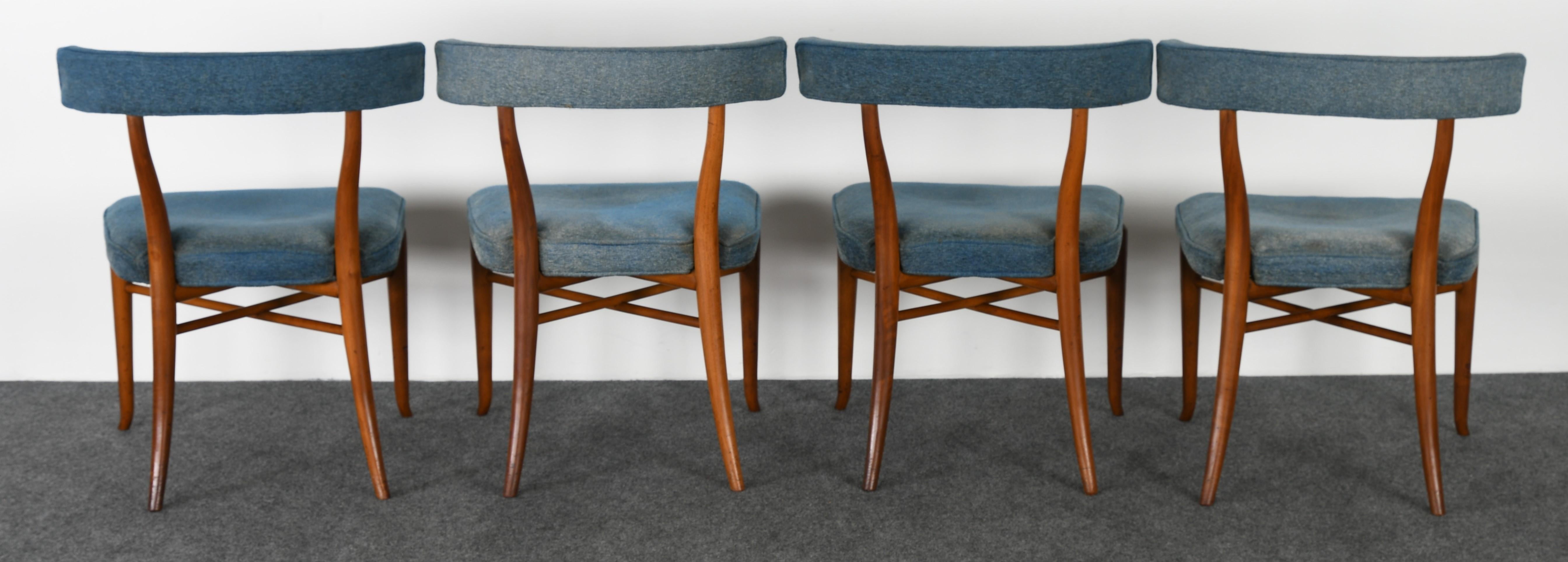 Set of Six T.H. Robsjohn-Gibbings Klismos Dining Chairs, 1950s In Good Condition In Hamburg, PA