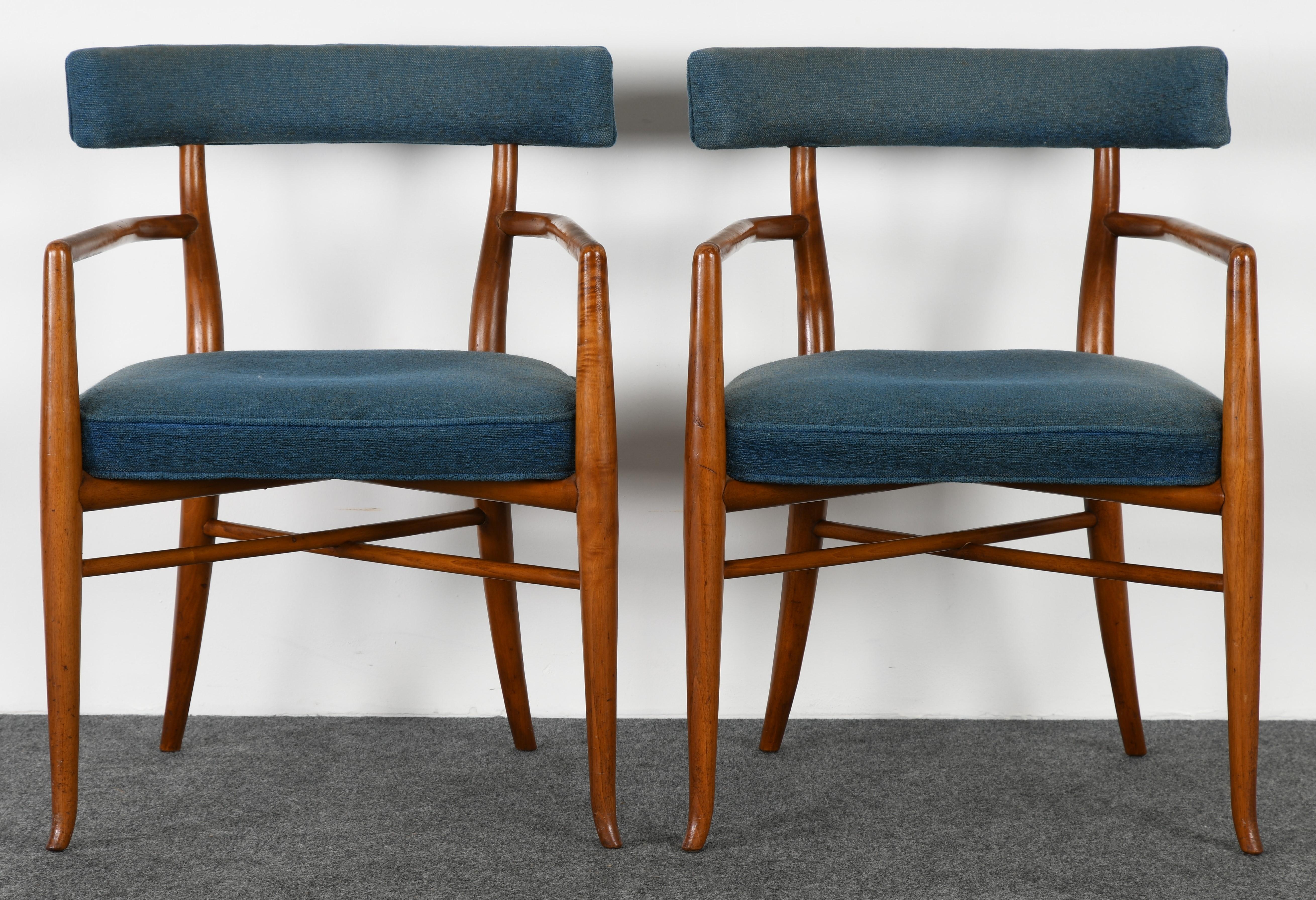 Set of Six T.H. Robsjohn-Gibbings Klismos Dining Chairs, 1950s 2