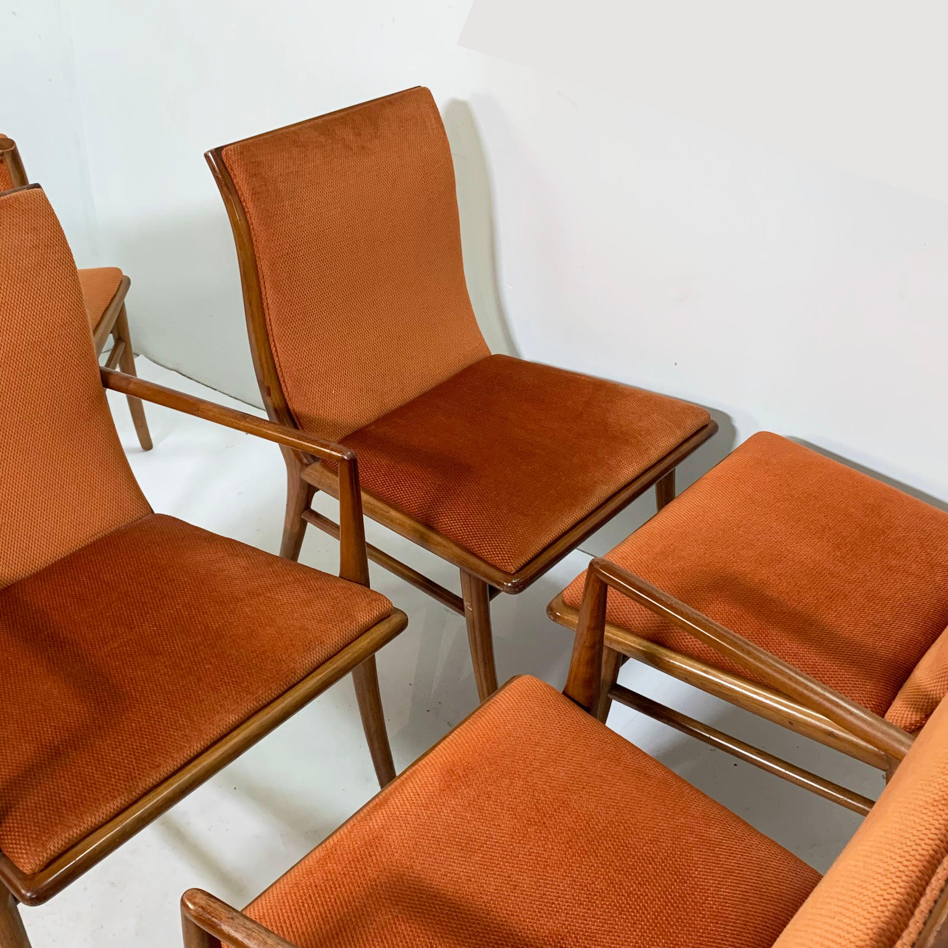 Set of Six T.H. Robsjohn-Gibbings Saber Leg Dining Chairs, circa 1940s 5