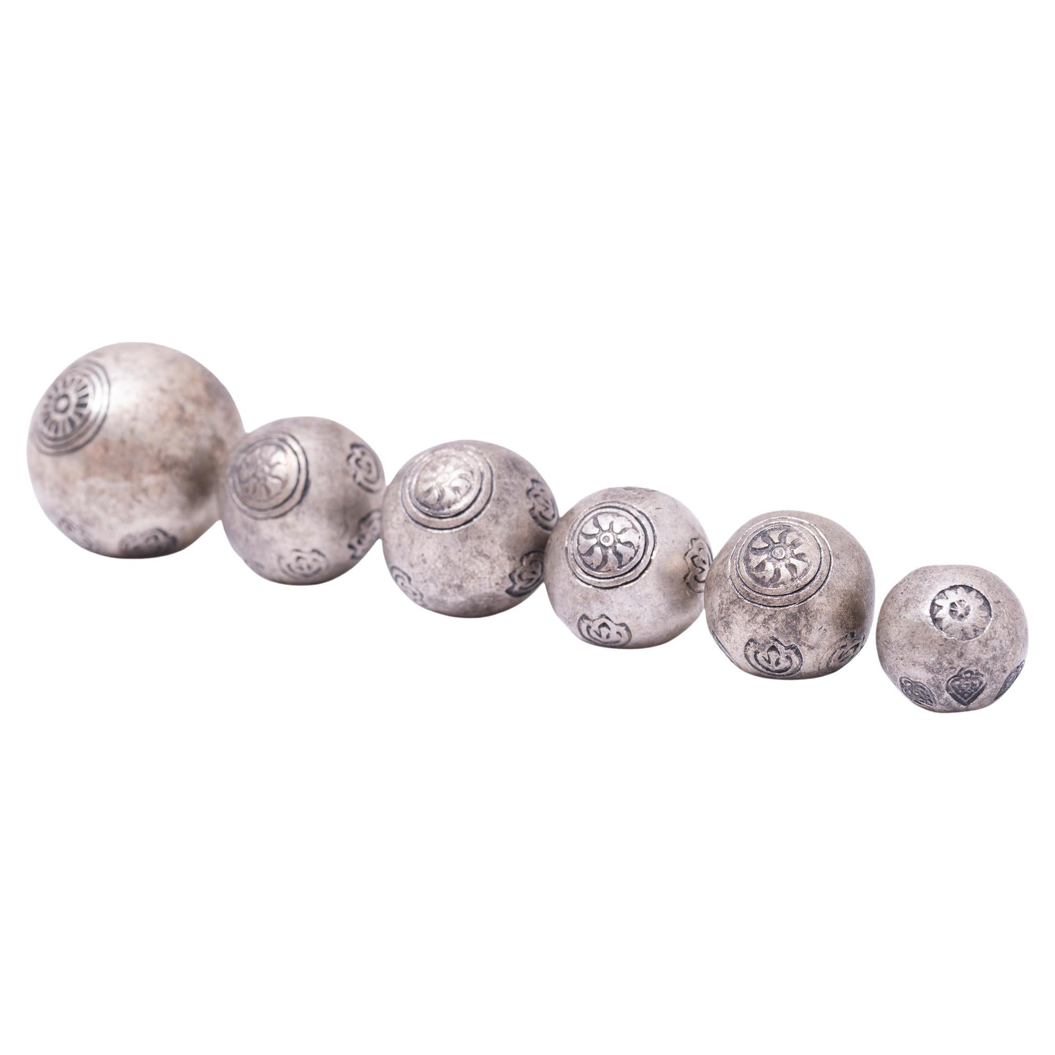 Set of Six Thai Silver Photduang Bullet Coins