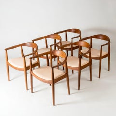 Satz von sechs "The Chair" Esszimmerstühlen von Hans J. Wegner