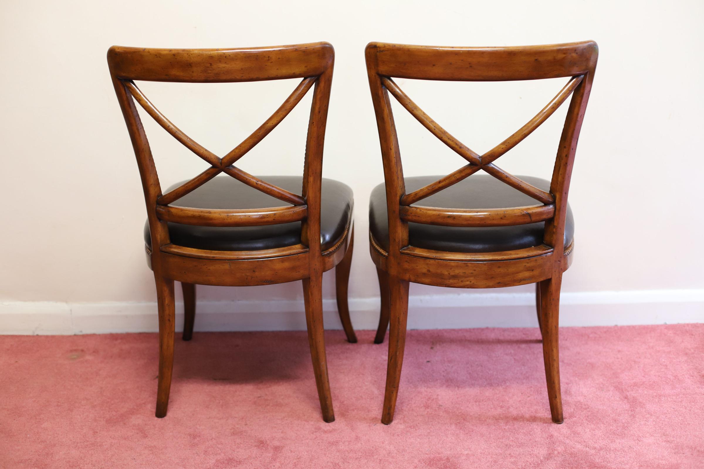 Set Of Six “Theodore Alexander” Leather Dining Chairs For Sale 1