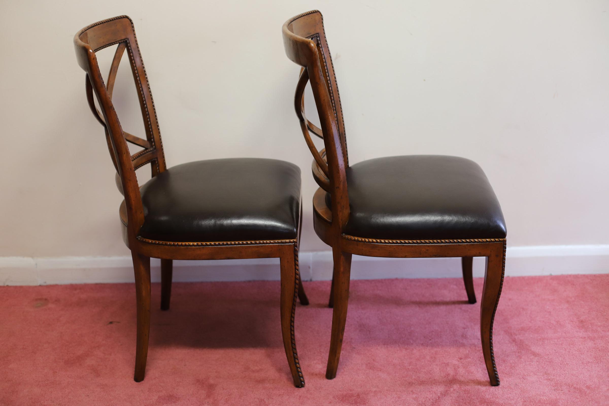 Set Of Six “Theodore Alexander” Leather Dining Chairs For Sale 2