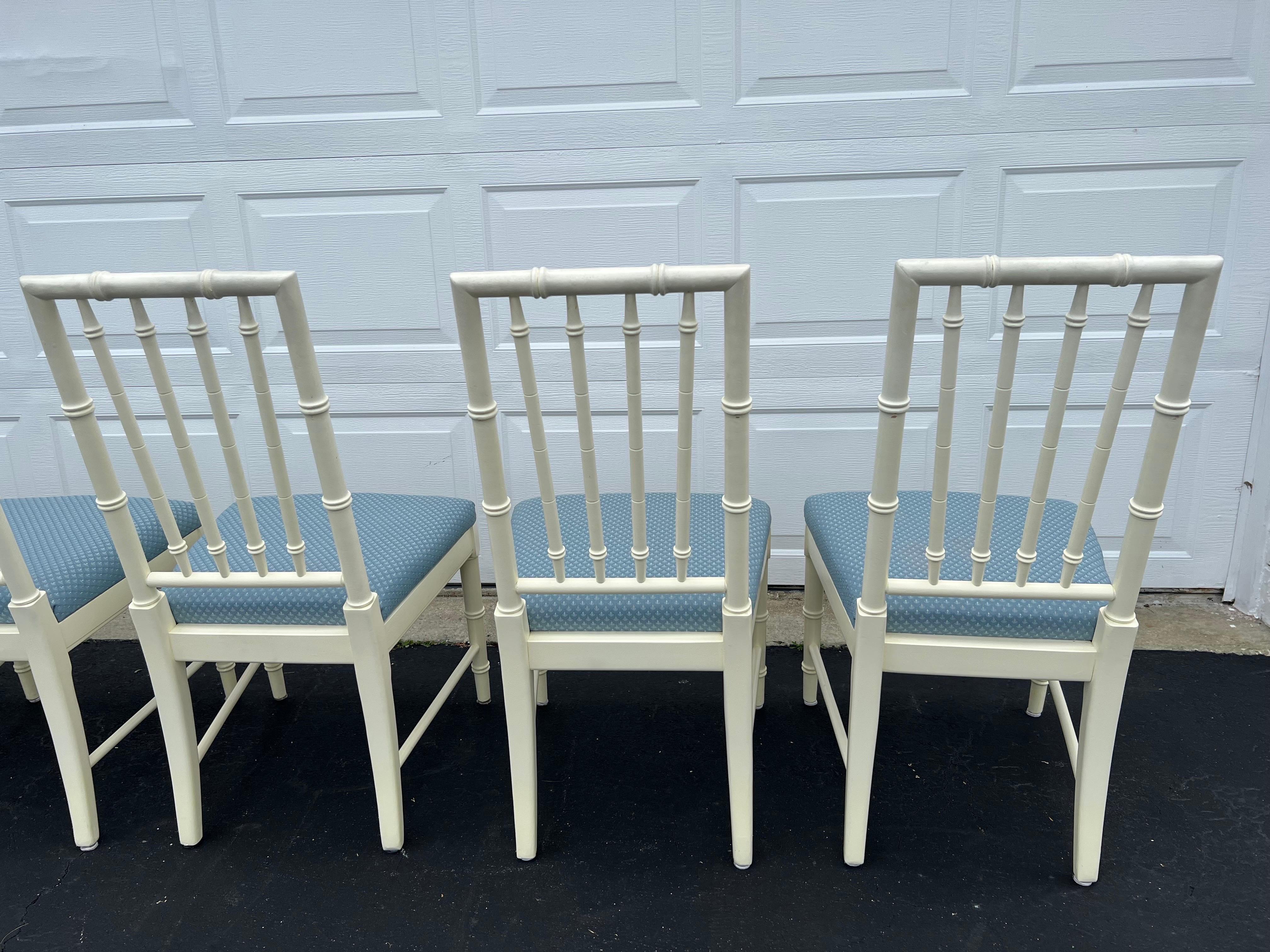 Set of Six Thomasville Faux Bamboo Dining Chairs  8