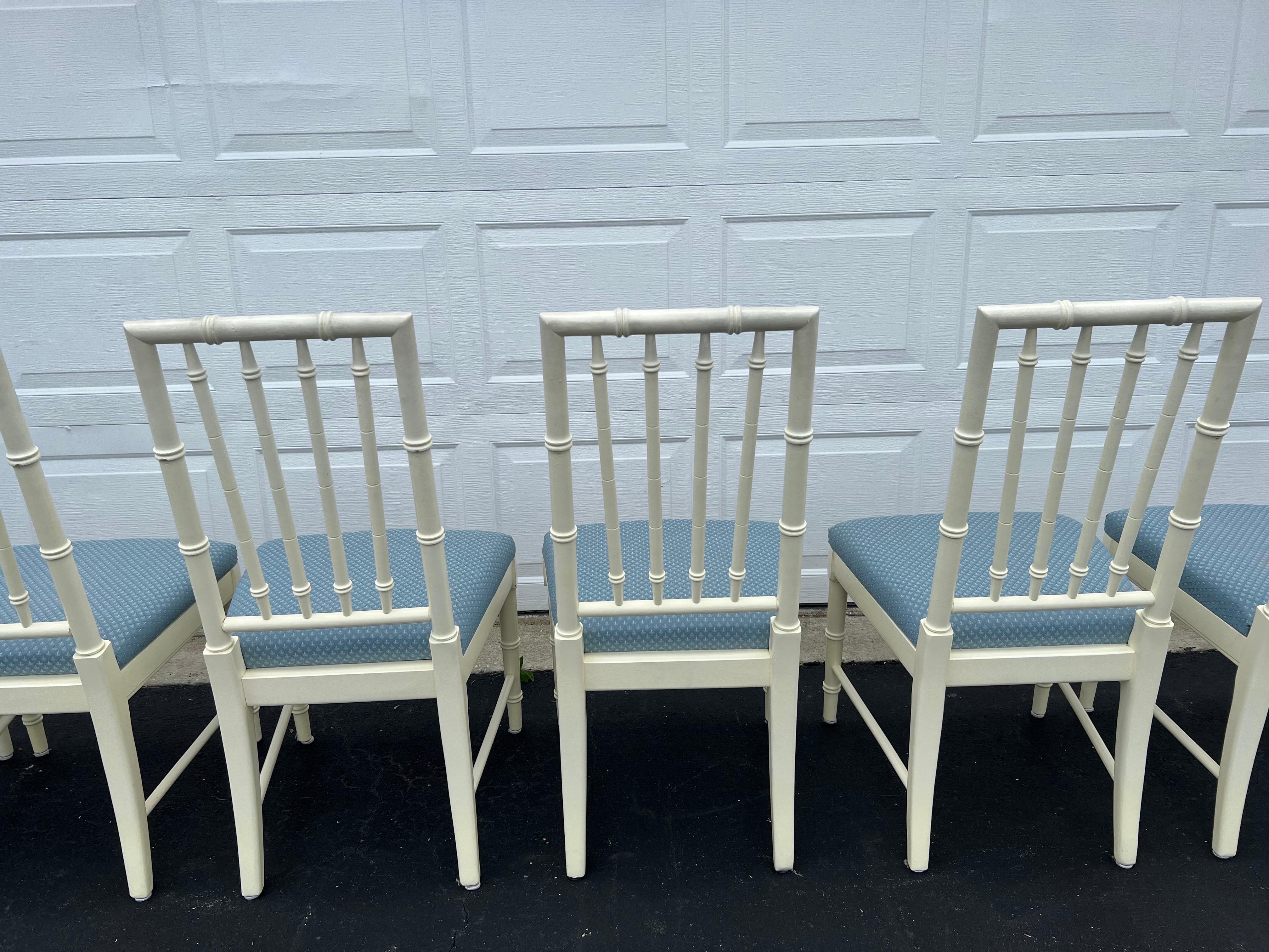 Set of Six Thomasville Faux Bamboo Dining Chairs  9