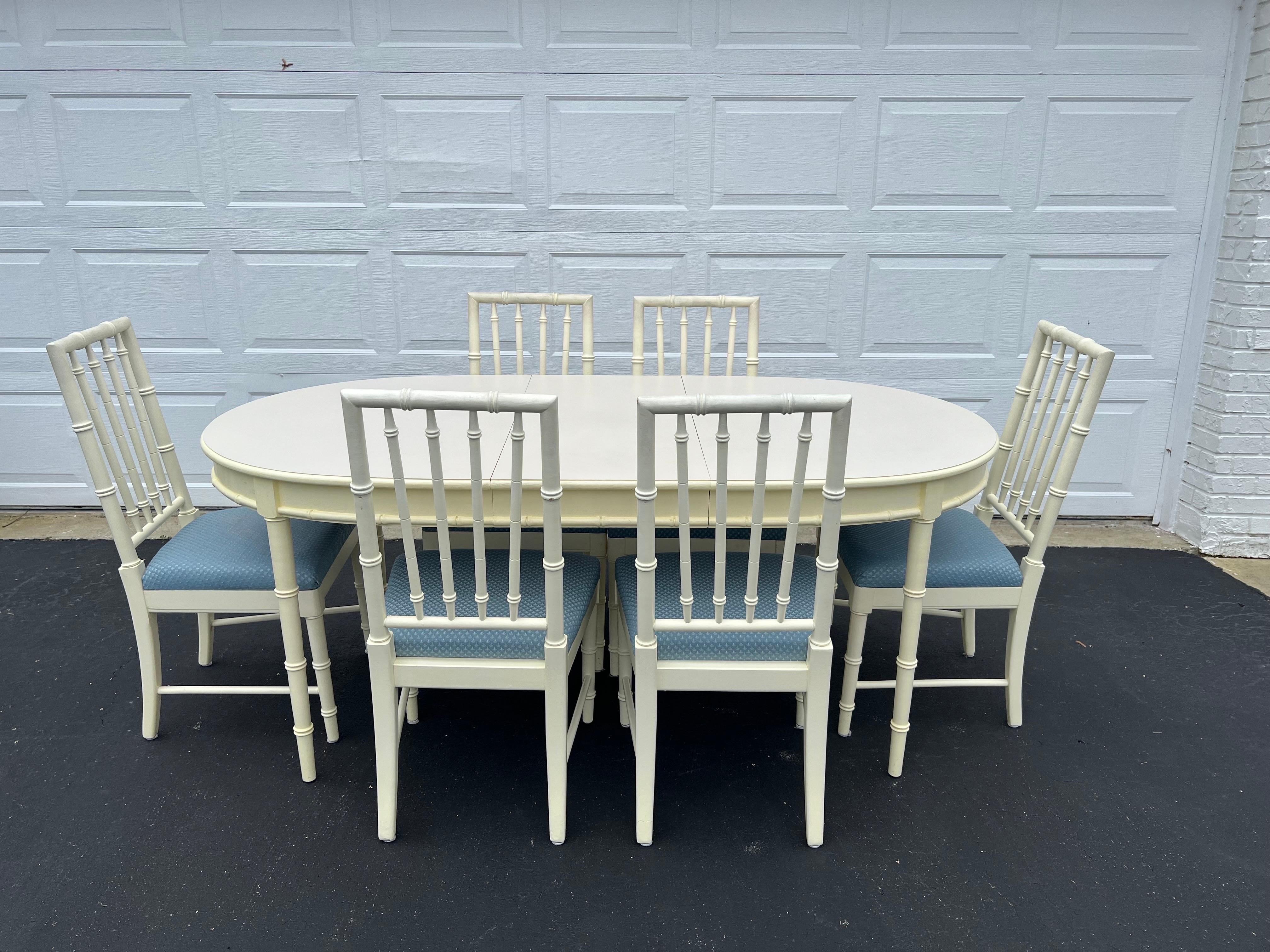 Set of Six Thomasville Faux Bamboo Dining Chairs  11