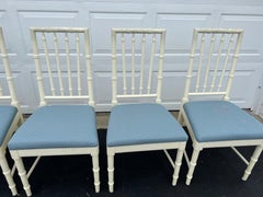 Set of Six Thomasville Faux Bamboo Dining Chairs