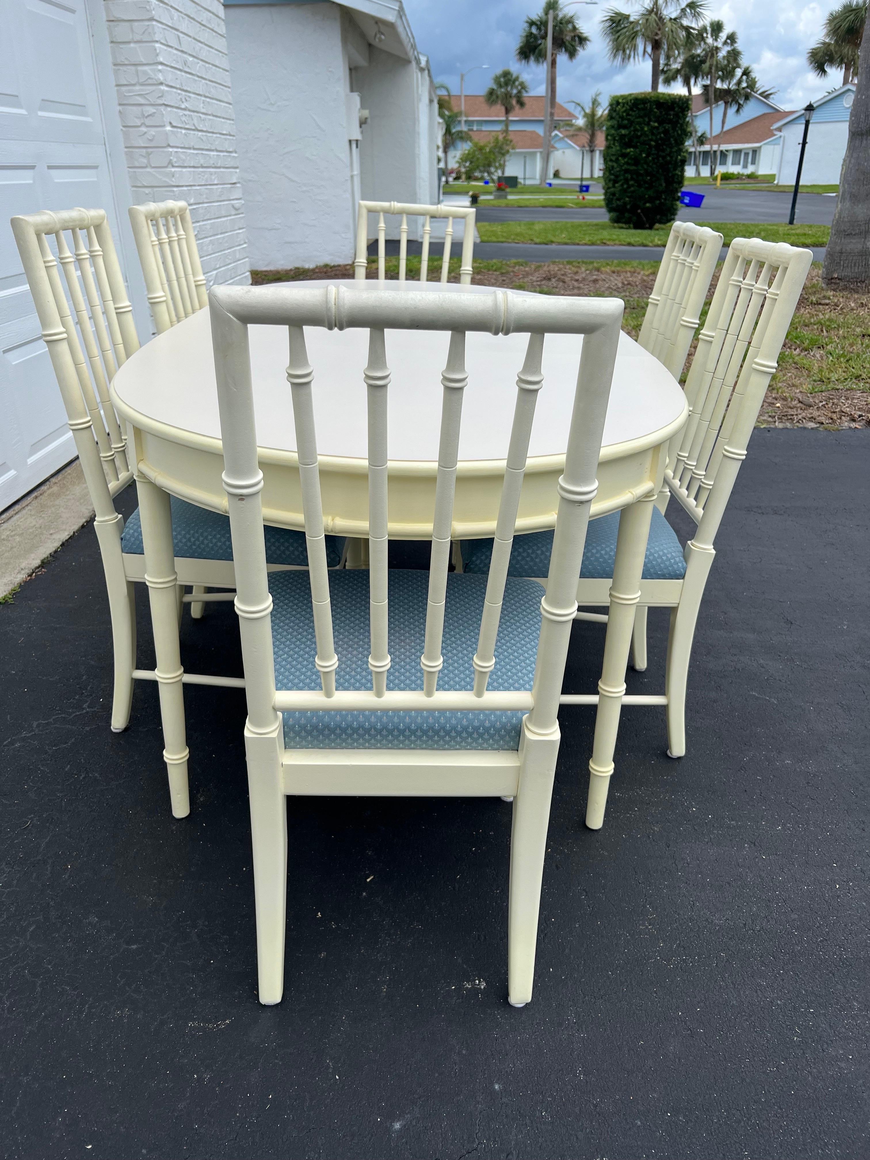 Set of Six Thomasville Faux Bamboo Dining Chairs  13