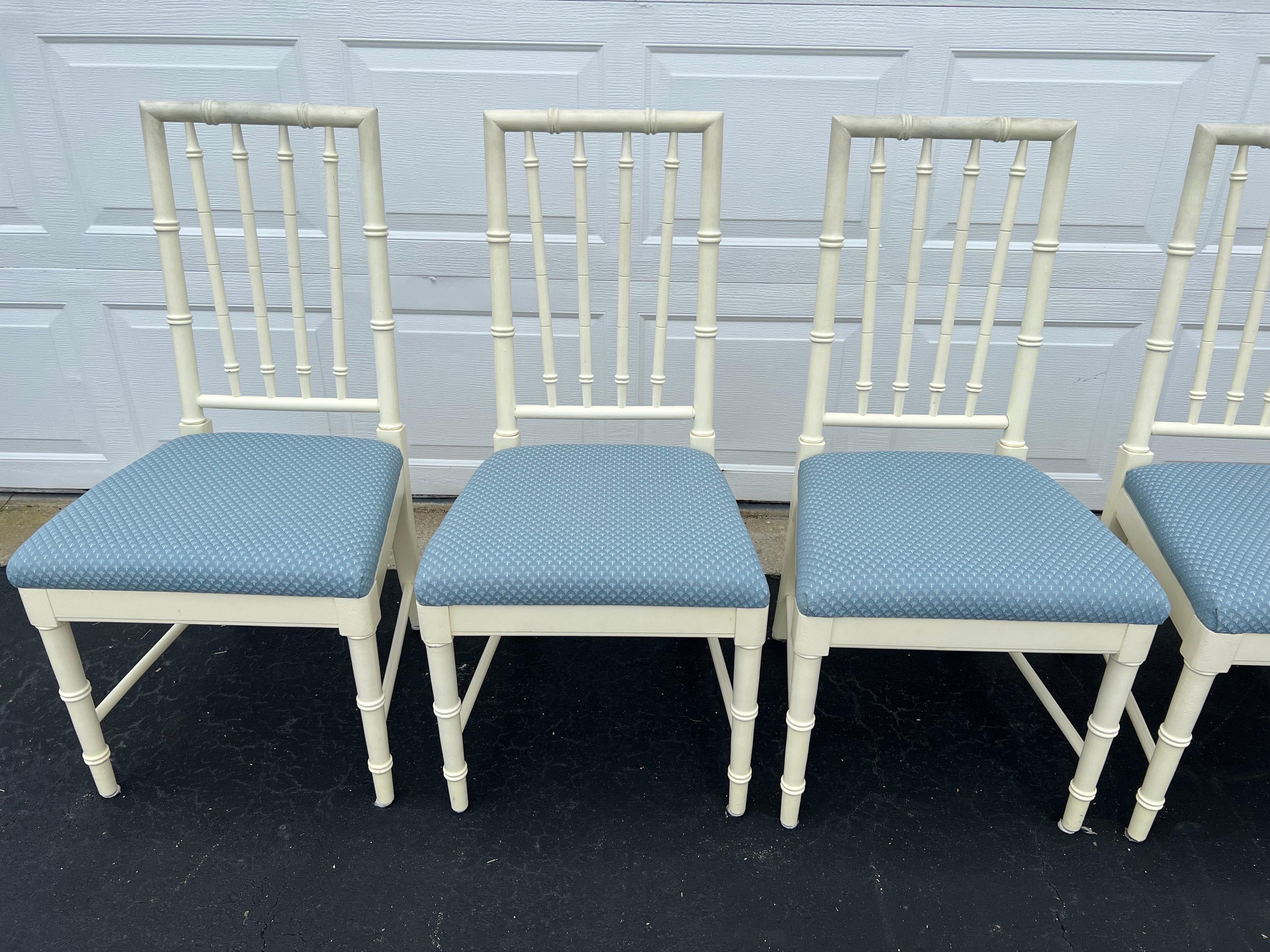 Late 20th Century Set of Six Thomasville Faux Bamboo Dining Chairs 
