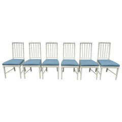 Set of Six Thomasville Faux Bamboo Dining Chairs
