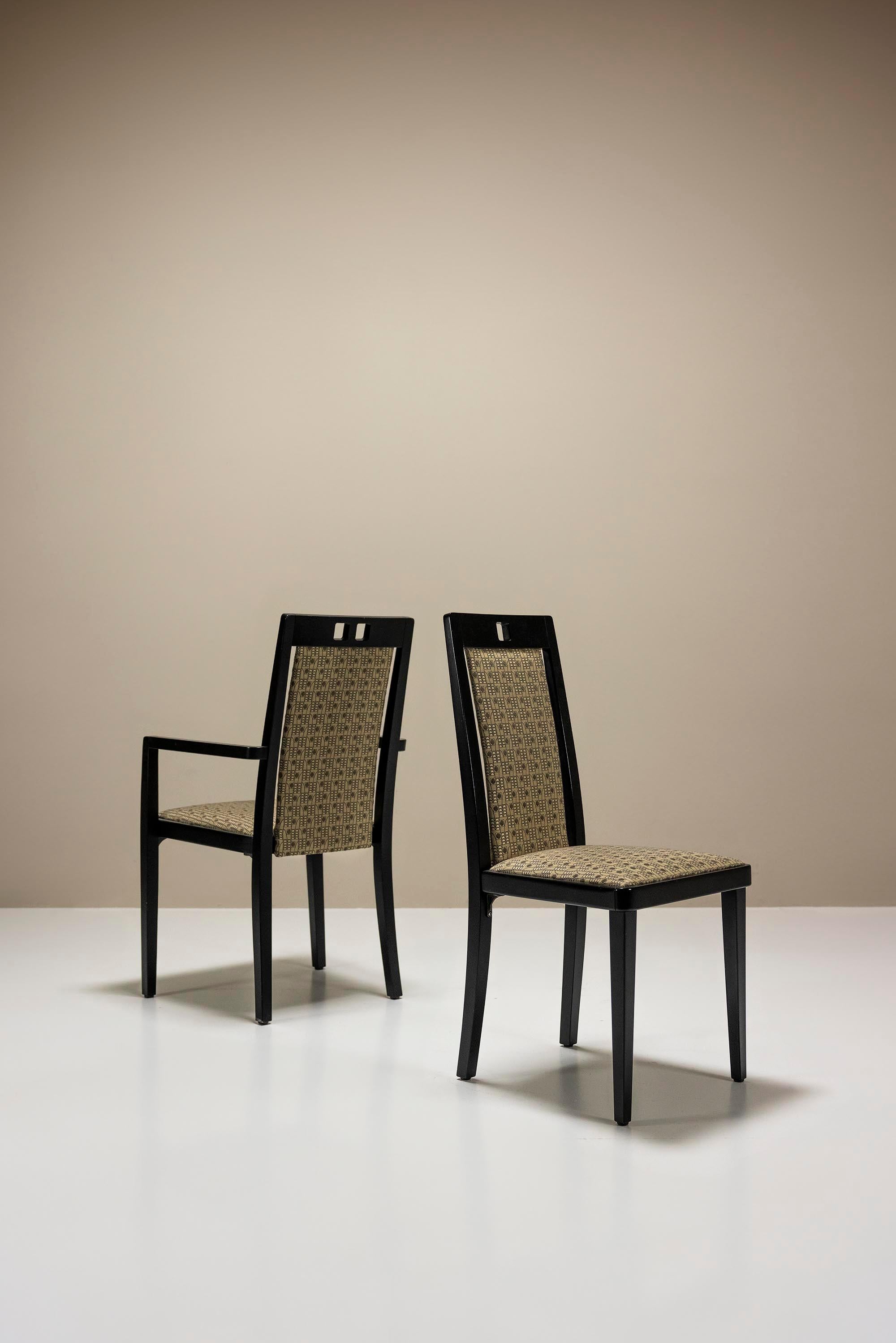 Late 20th Century Set of Six Thonet Dining Chairs in Wood and Fabric, Austria 1980s For Sale