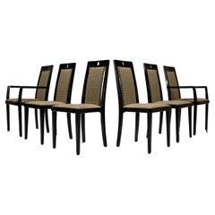 Set of Six Thonet Dining Chairs in Wood and Fabric, Austria 1980s