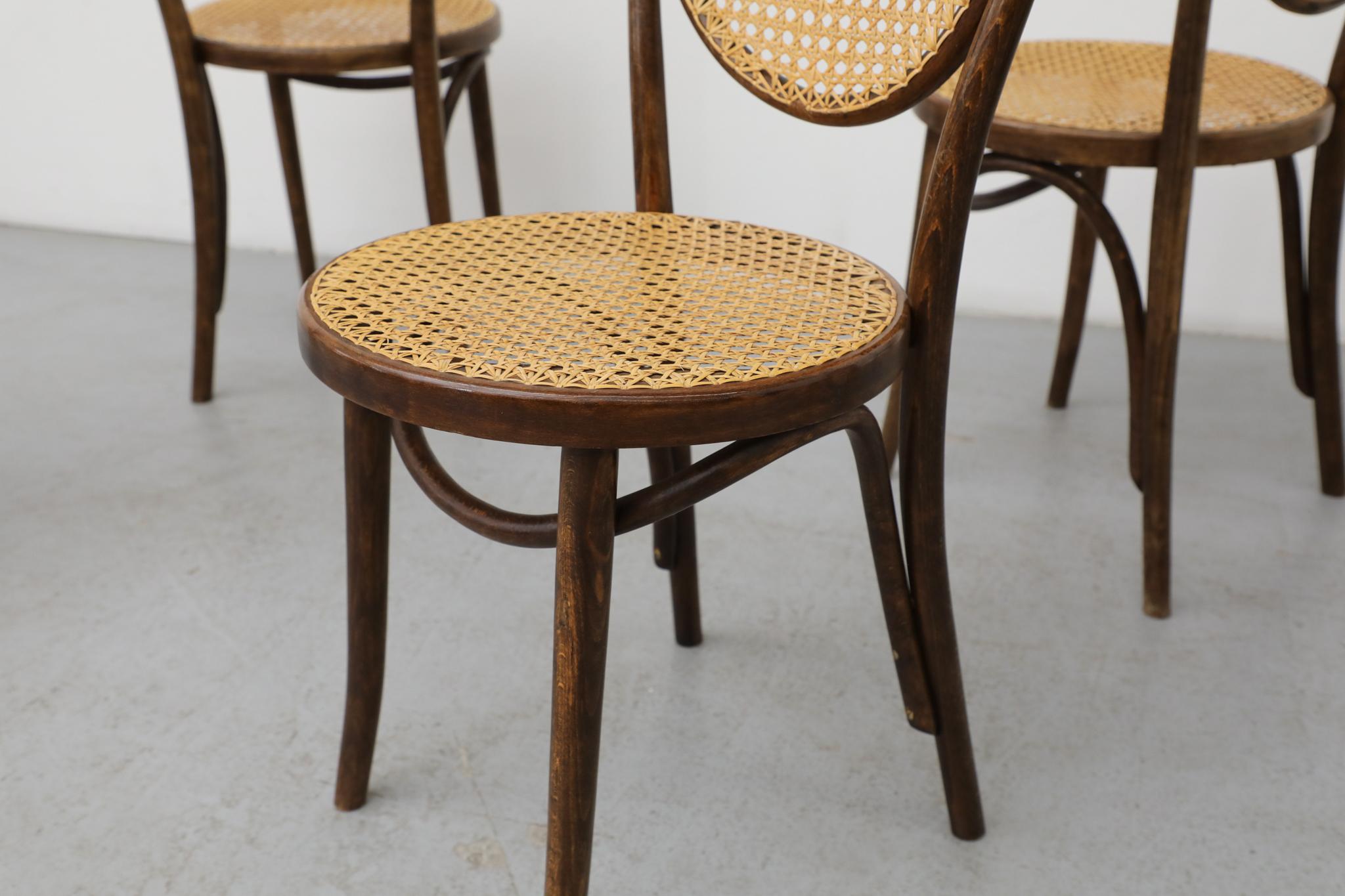 Satz von sechs Thonet Bugholz-Bistrostühlen mit hoher Rückenlehne und Rohr, Anfang 20. im Angebot 6
