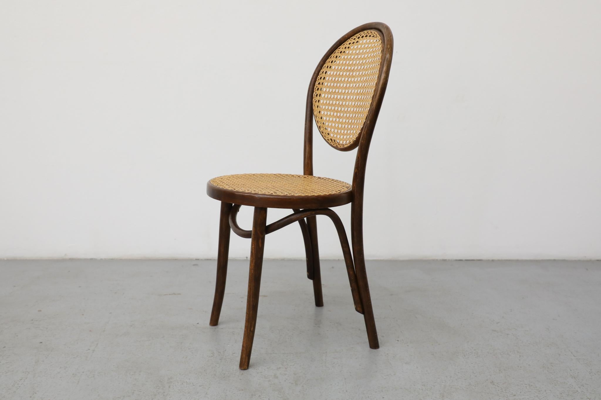Satz von sechs Thonet Bugholz-Bistrostühlen mit hoher Rückenlehne und Rohr, Anfang 20. im Zustand „Gut“ im Angebot in Los Angeles, CA