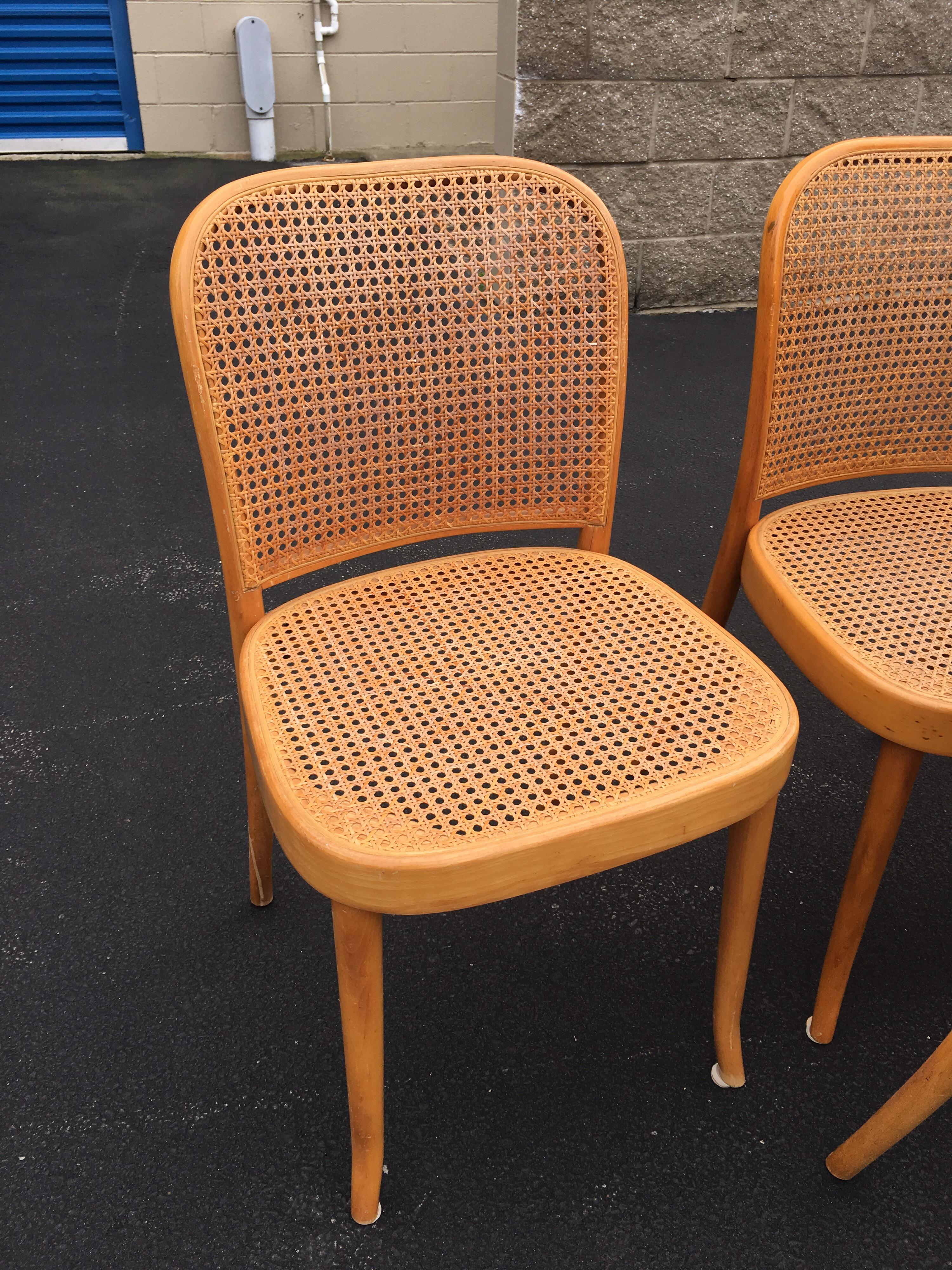 Set of Six Thonet Style Bentwood and Caned Chairs by Salvatore Leone, circa 1920 For Sale 2