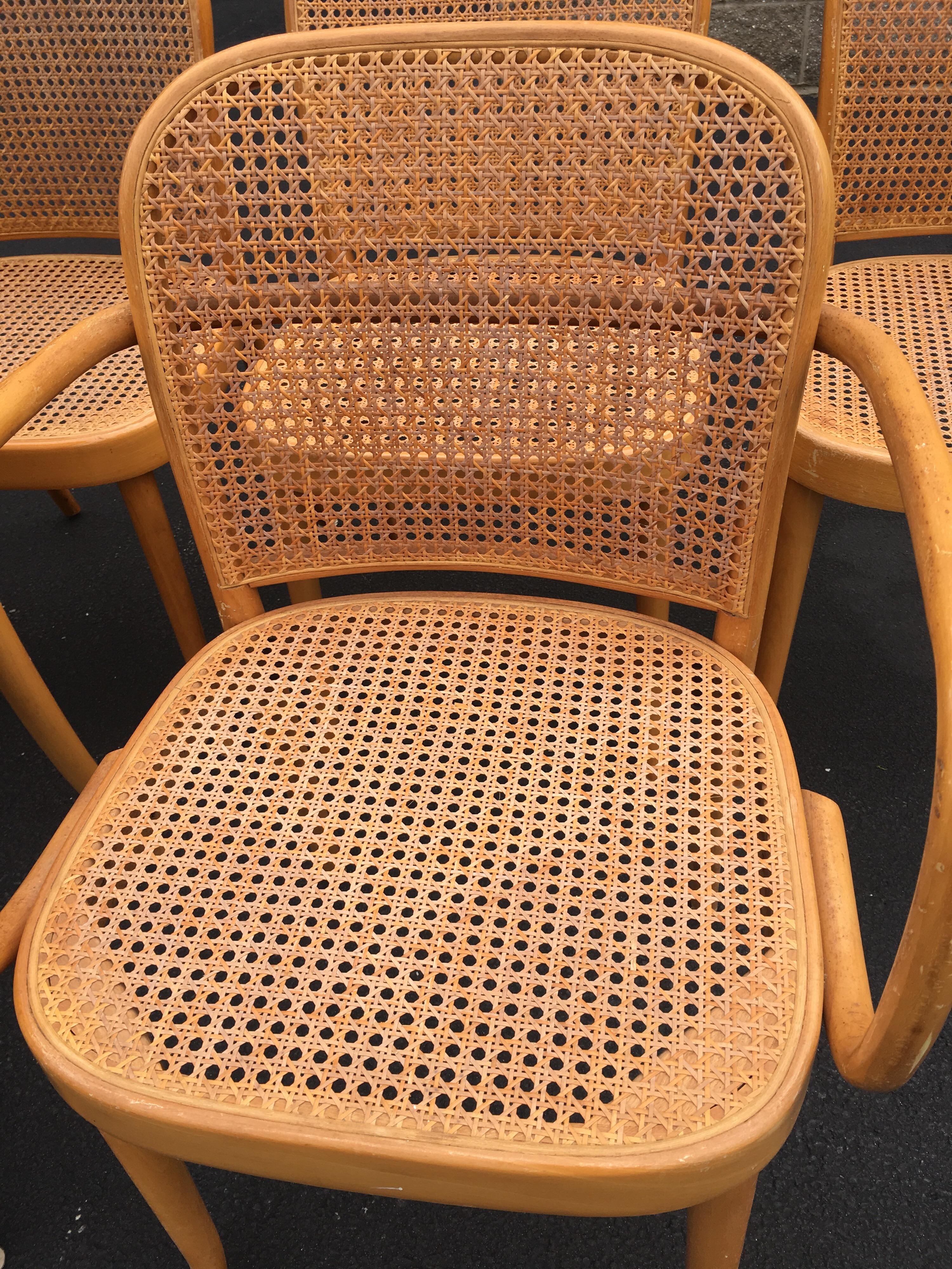 Set of Six Thonet Style Bentwood and Caned Chairs by Salvatore Leone, circa 1920 In Good Condition For Sale In Southampton, NY