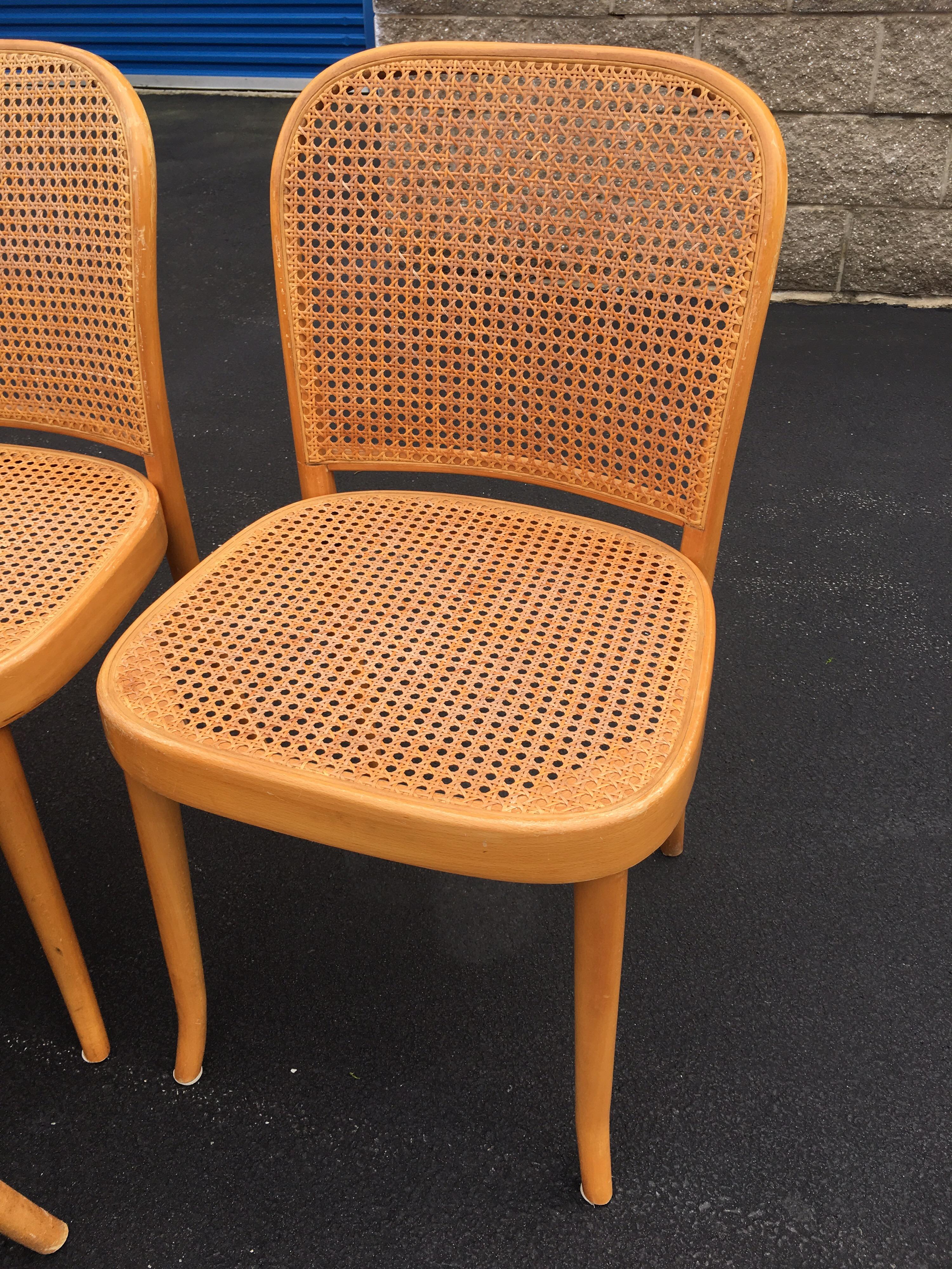 20th Century Set of Six Thonet Style Bentwood and Caned Chairs by Salvatore Leone, circa 1920 For Sale