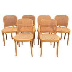 Set of Six Thonet Style Bentwood and Caned Chairs by Salvatore Leone, circa 1920