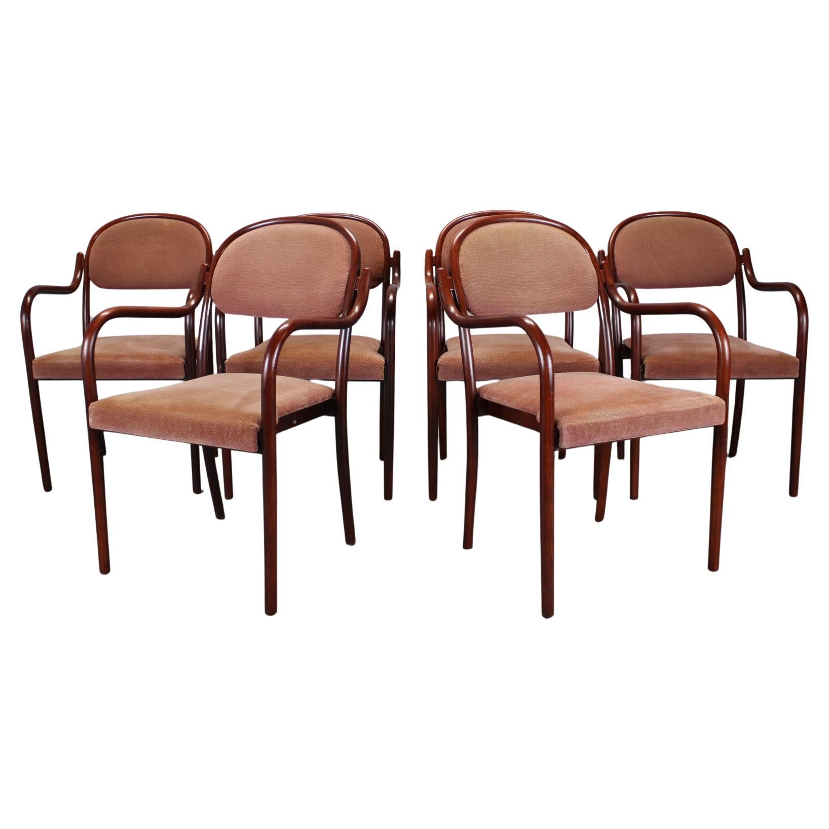 Set of Six Thonet Vienna Bentwood Armchairs, Austria, 1991 in vendita