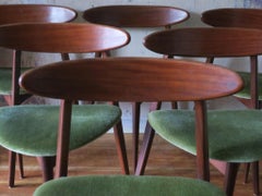 Set of Six Three-Legged Danish Teak Dining Chairs 1960s