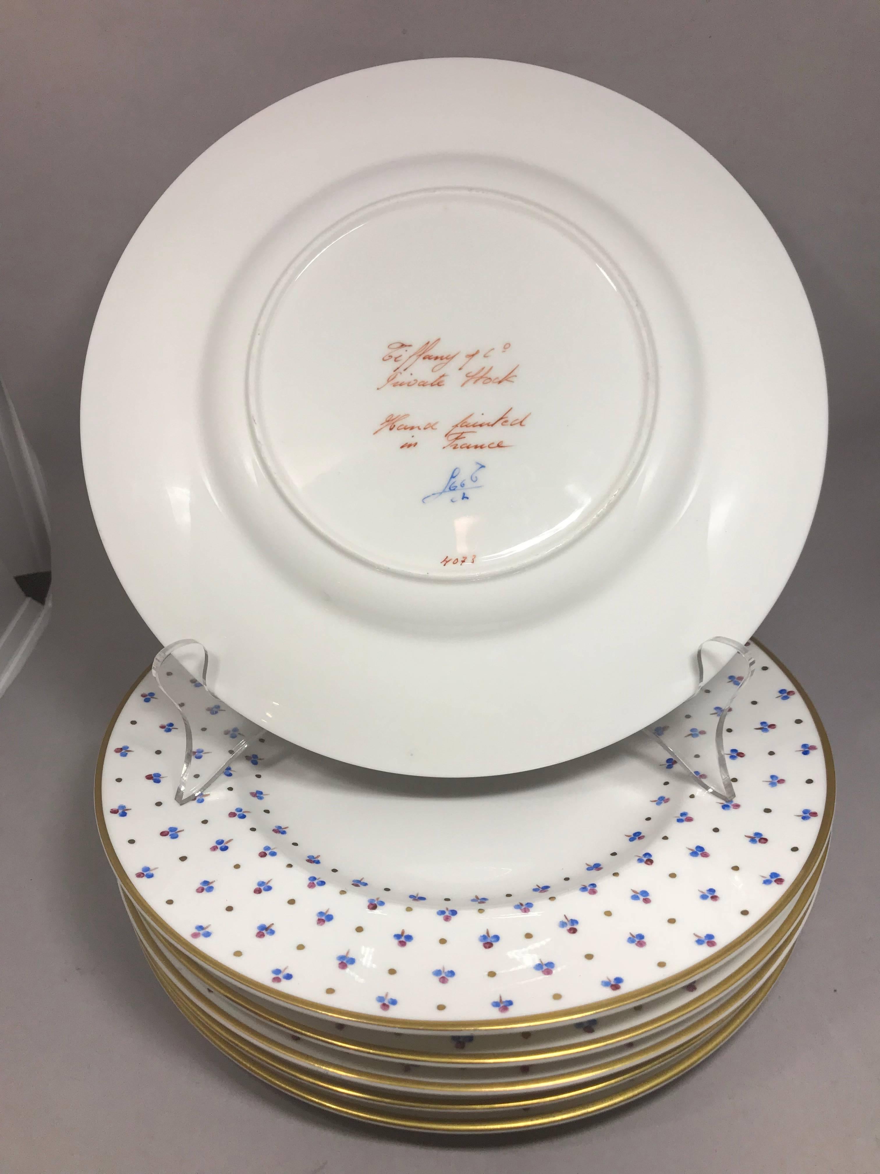 Set of Six Tiffany & Co. Gold Rimmed French Plates 1