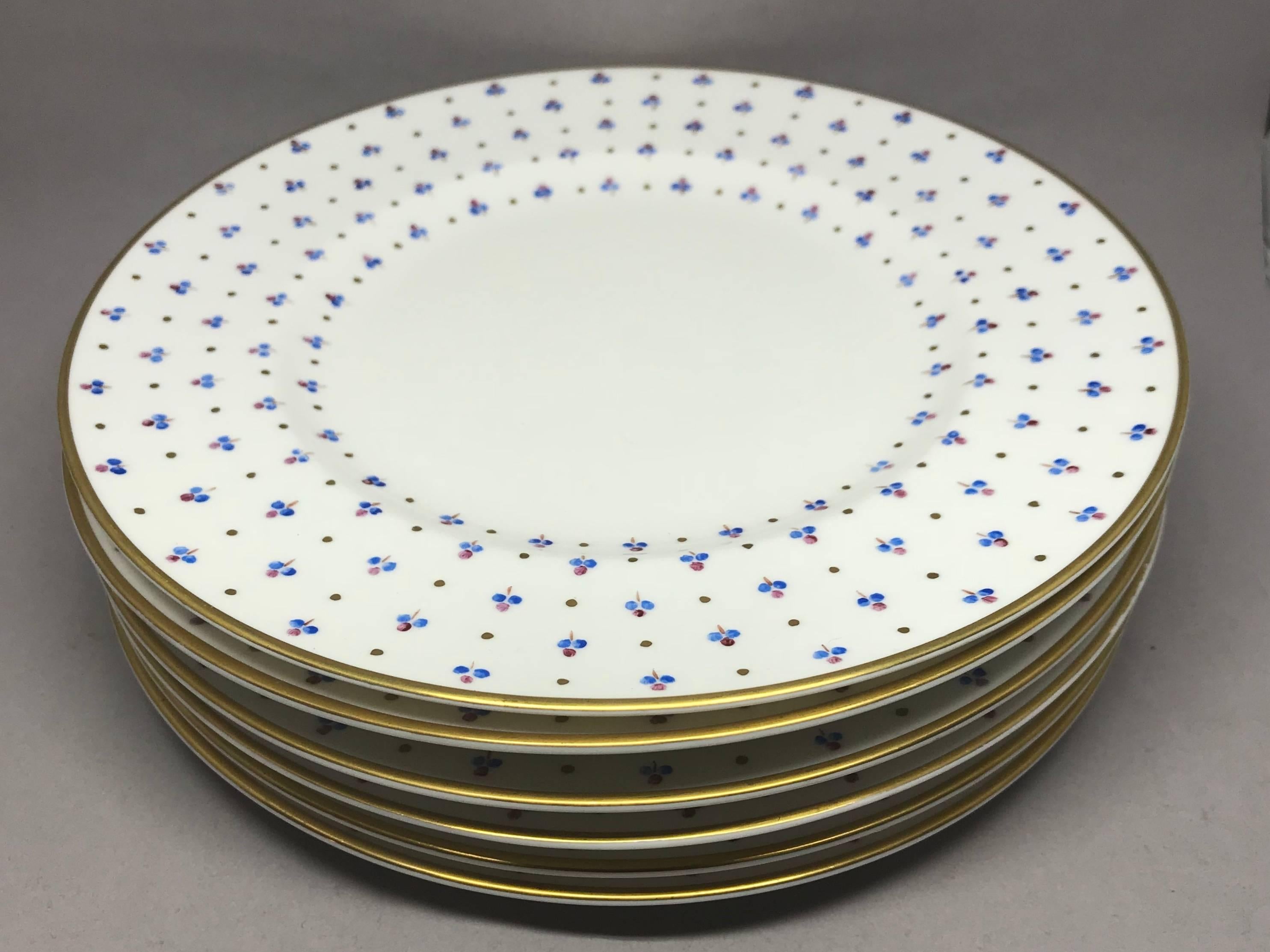 Porcelain Set of Six Tiffany & Co. Gold Rimmed French Plates