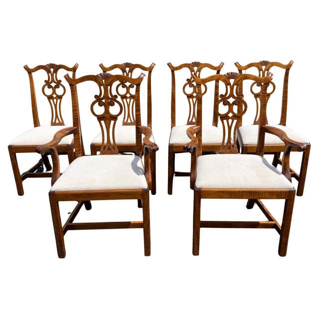 Set of 10 Mahogany Shell Carved Colonial Williamsburg Dining Chairs by ...