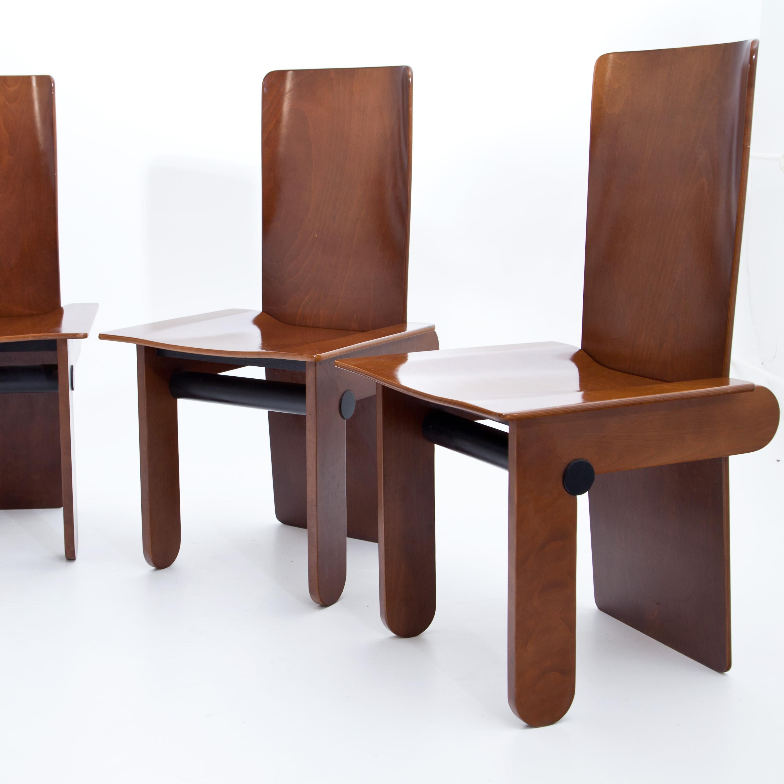 Ebonized Set of Six Tobia Scarpa Chairs for Gavina, Italy, 1970s